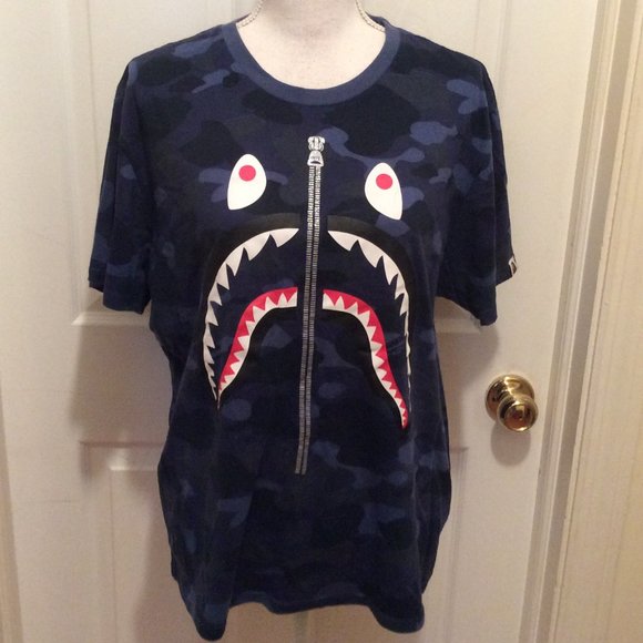 A Bathing Ape Other - A Bathing Ape T-Shirt XXL Blue Shark Zipper